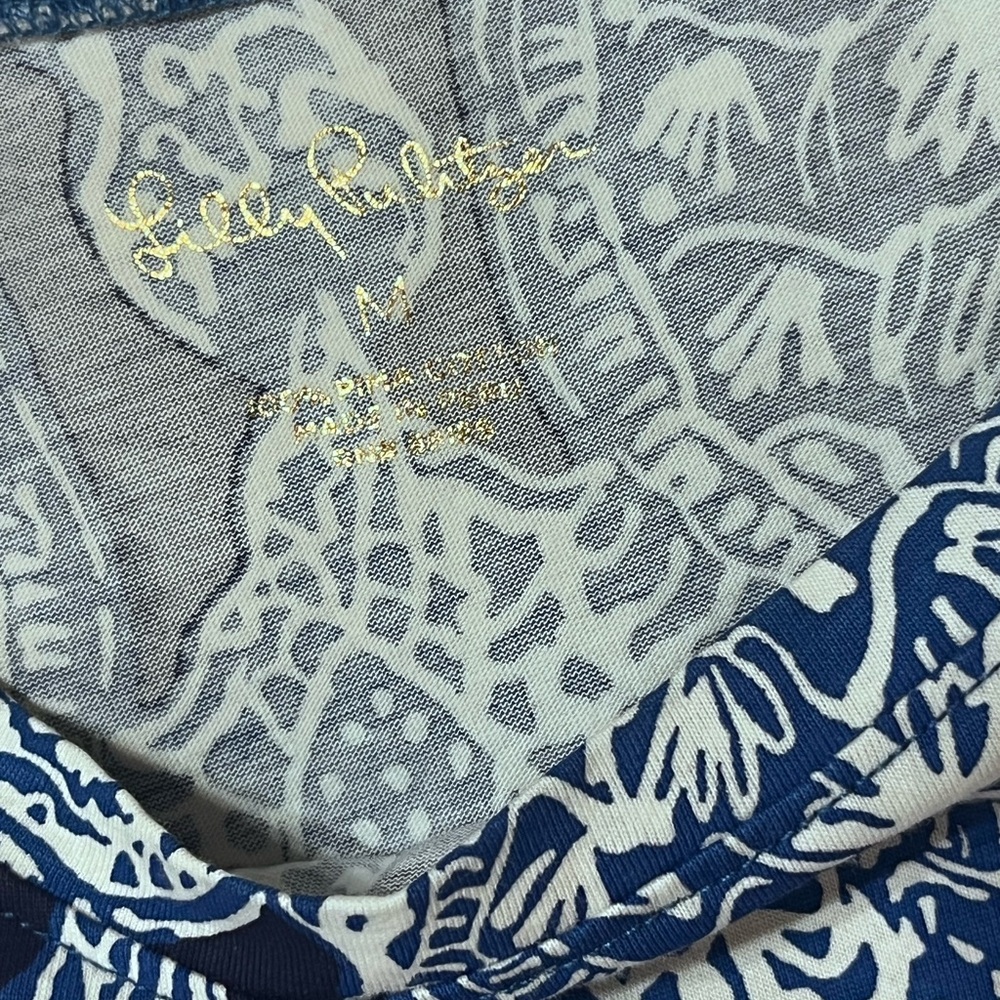 Lilly Pulitzer Preston in Deep Indigo Turtle, Navy, White 3/4 Tie Sleeves size M - Picture 8 of 9